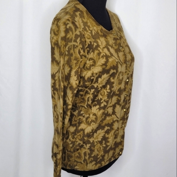 Talbots Petites Khaki Green Italian Merino Wool Button Front Cardigan - Size S - Picture 3 of 9